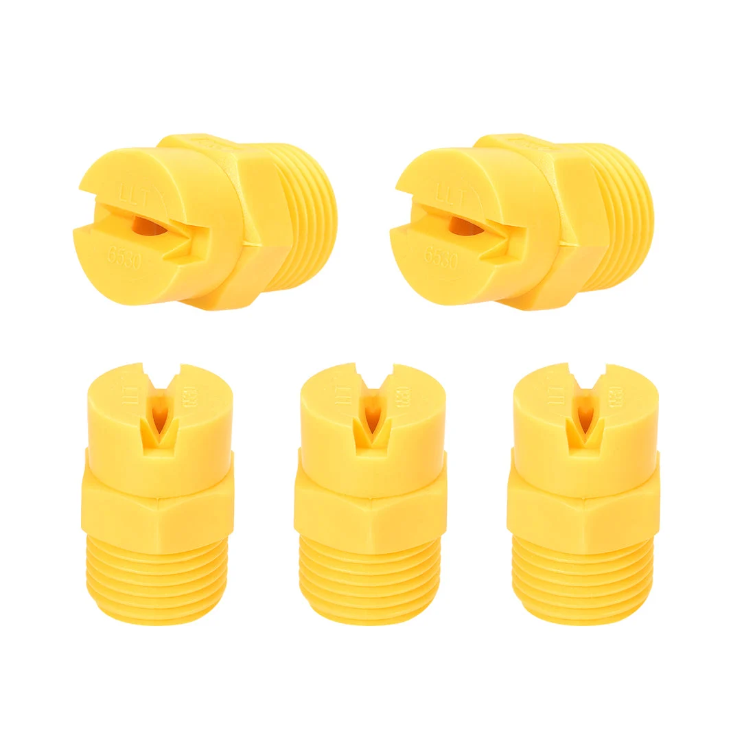 Flat Fan Spray Tip, 1/2NPT Male Thread PP Nozzle, 5 Pcs (65 Degree, 3.6mm Orifice Diameter)