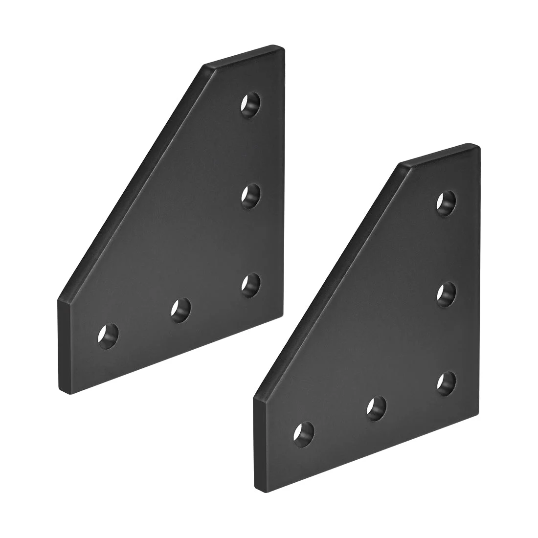 L Shape Outside Joining Plate, 60mm x 60mm x 4mm with 5-Hole Joint Bracket for 2020 Aluminum Profile, 2 Pcs (Black)