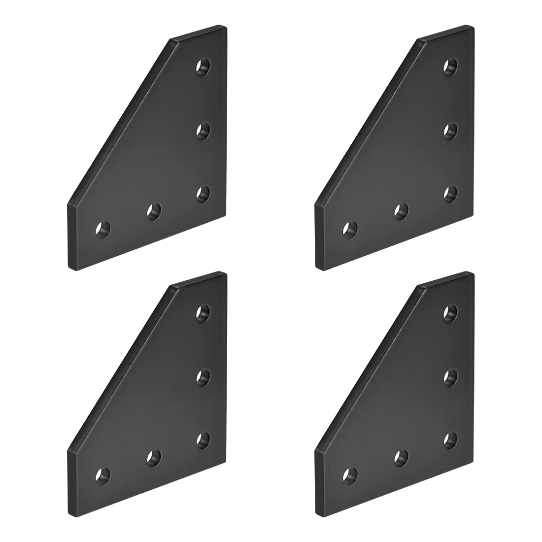 L Shape Outside Joining Plate, 60mm x 60mm x 4mm with 5-Hole Joint Bracket for 2020 Aluminum Profile, 4 Pcs (Black)