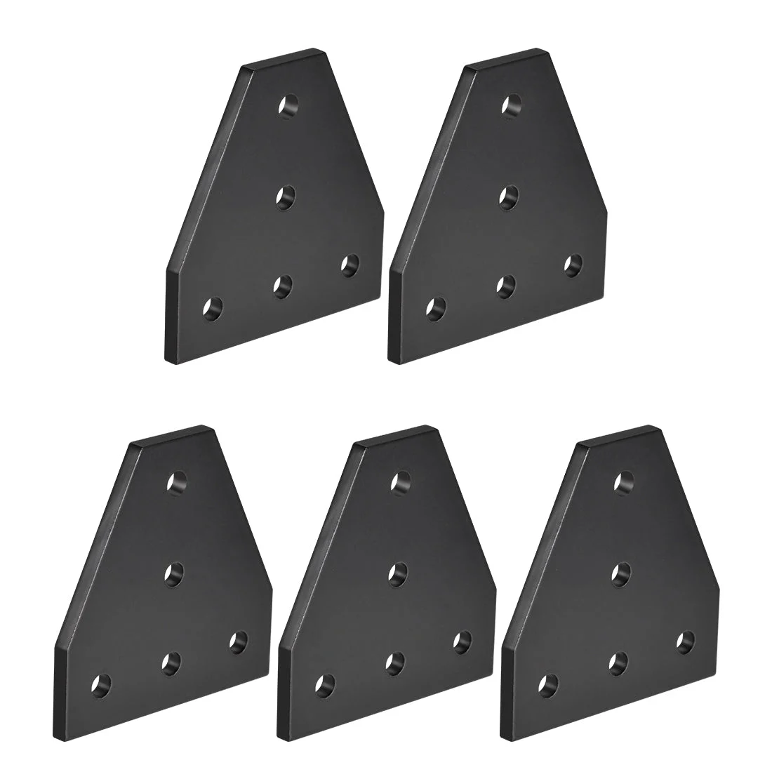 T Shape Outside Joining Plate, 60mm x 60mm x 4mm with 5-Hole Joint Bracket for 2020 Aluminum Profile, 5 Pcs (Black)