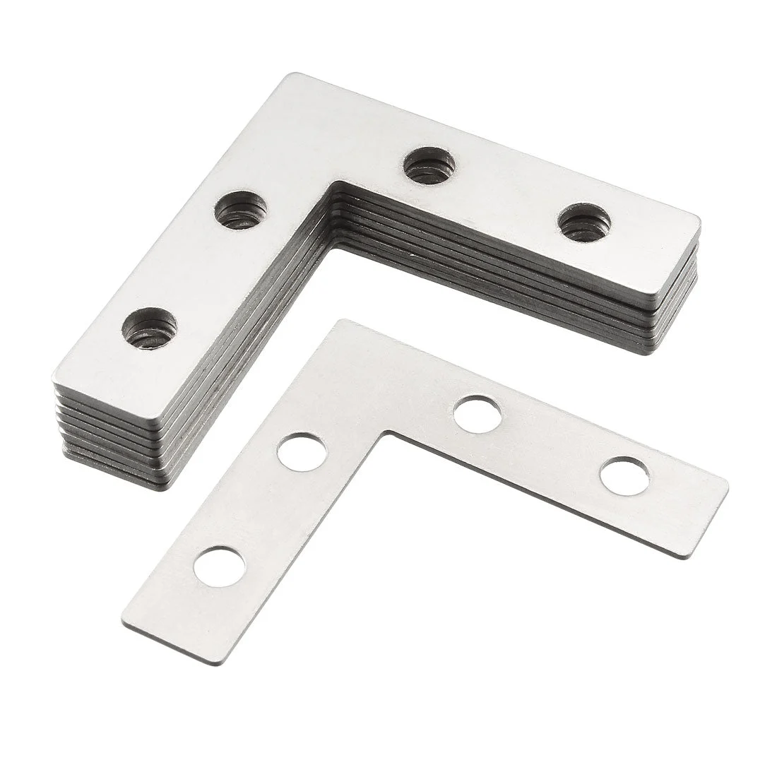 Flat Angle Bracket Plate L Shape Repair Joining Support Brace, 38mmx38mm Silver Tone, 20Pcs