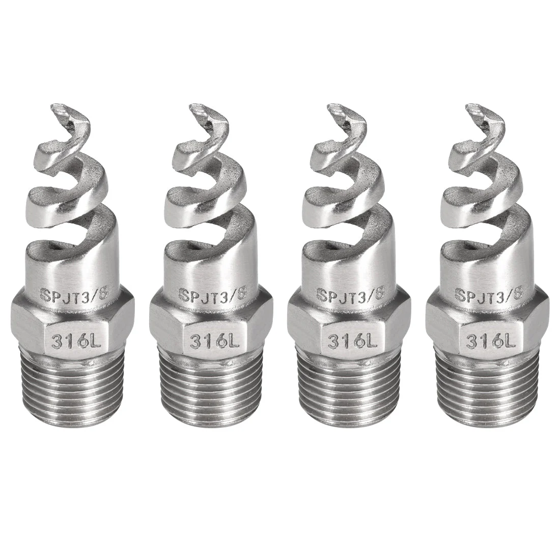 Spiral Cone Atomization Nozzle, 3/8BSPT 316 Stainless Steel Sprinkler, 4 Pcs (Bright Silver)