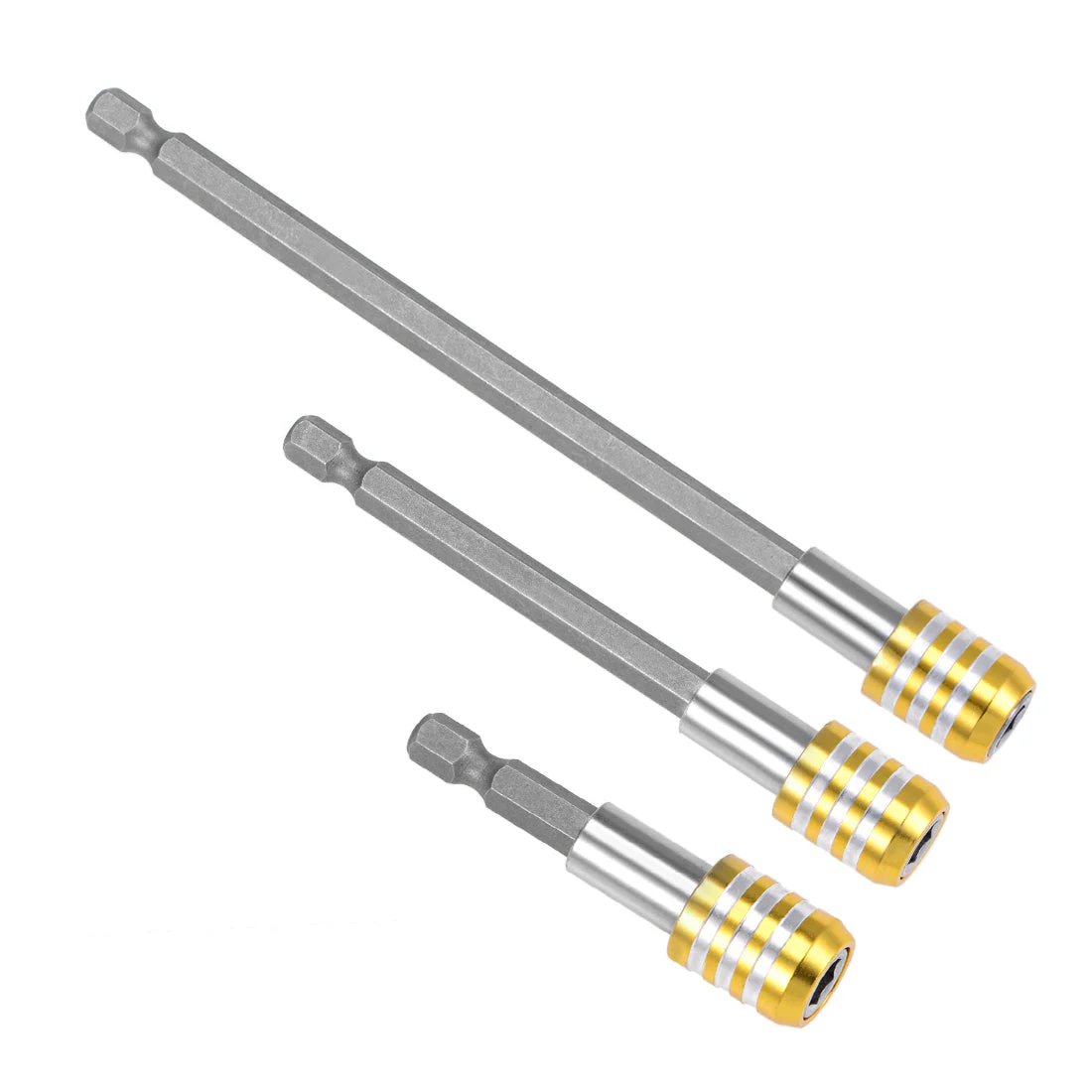 Uxcell Extension Extend Socket Drill Bit Holder, Magnetic Hex Screwdriver Power Tools ,2.4/ 4/ 6-inch Length,1/4''-Hexagon Drill Yellow 3pcs