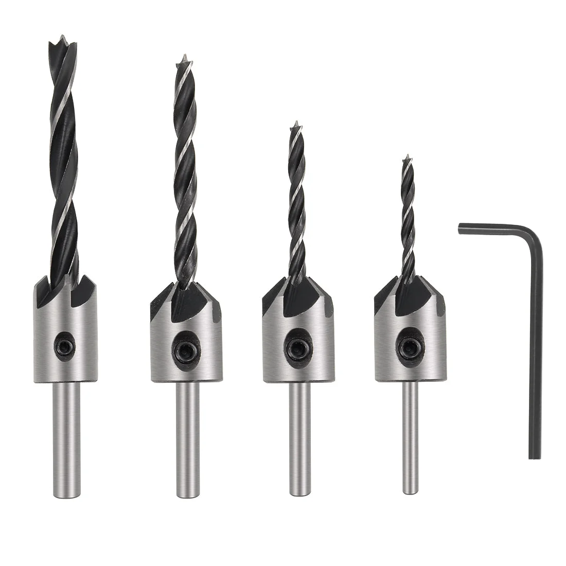 Countersink Drill Bits for Wood 3mm to 6mm Adjustable Reamer with Hex Wrench for Punch Tool Woodworking Carpentry DIY HSS 4in1 Set