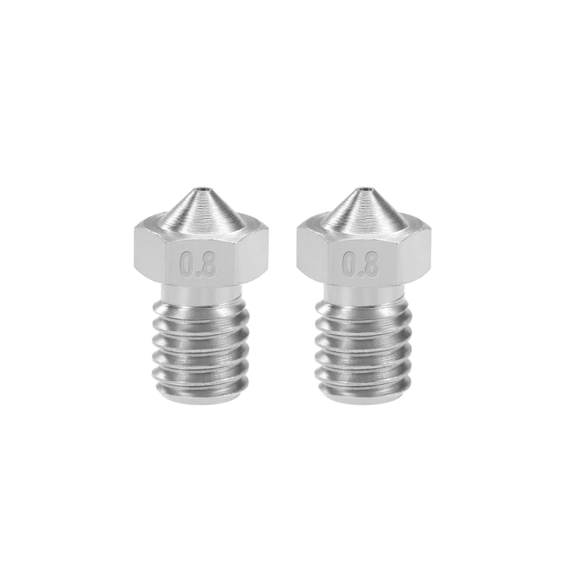 Uxcell 0.8mm 3D Printer Nozzle Head M6 Thread Replacement for V5 V6 3mm Extruder Print, Stainless Steel 2pcs