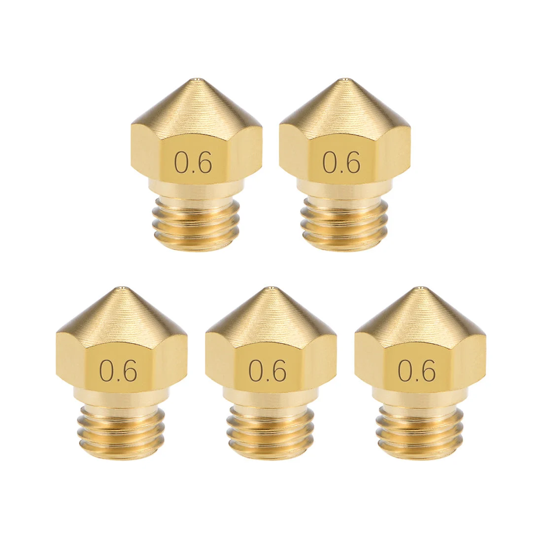Uxcell 0.6mm 3D Printer Nozzle for MK10, for 1.75mm Filament, 5pcs