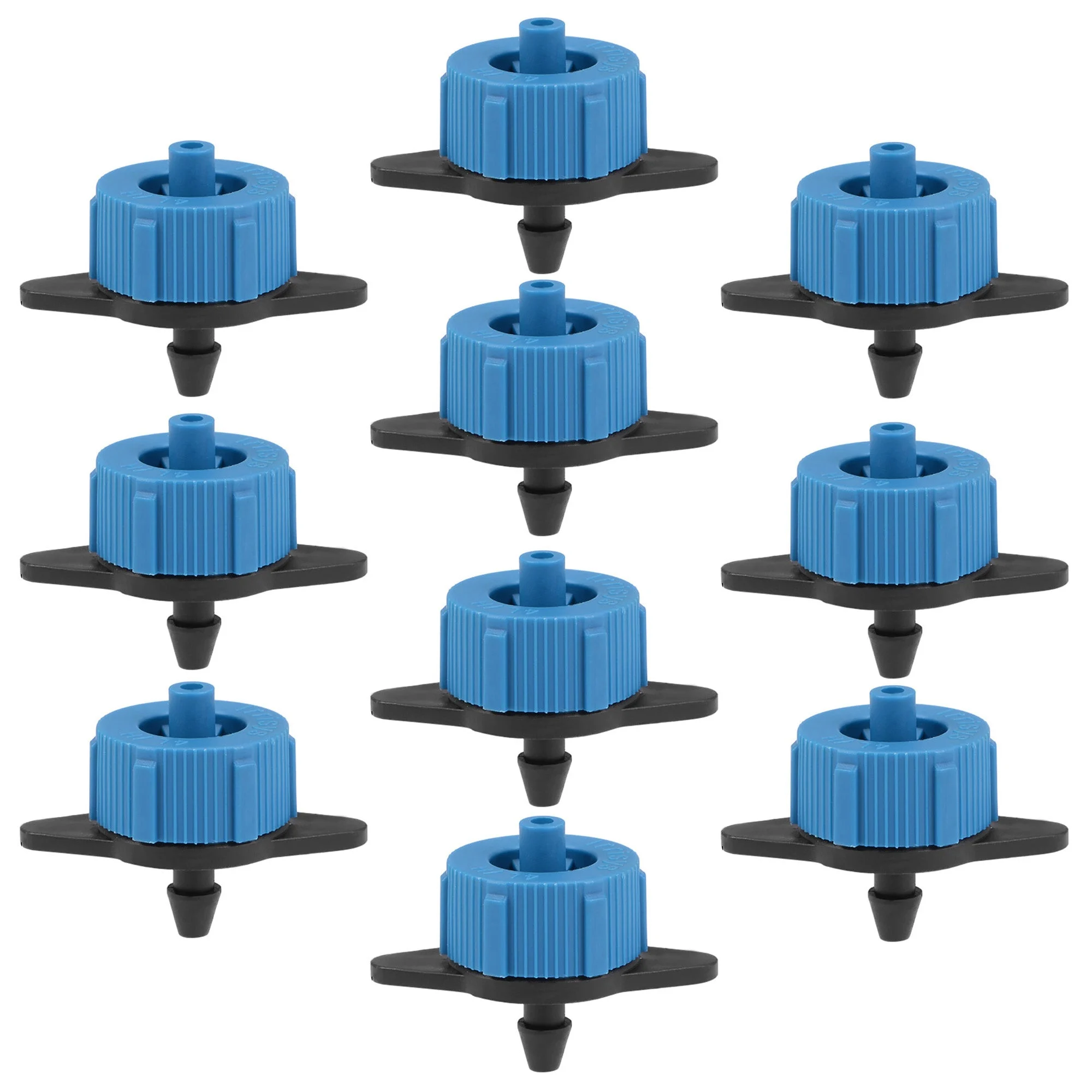 Pressure Compensating Dripper 1 GPH 4L/H Emitter for Garden Lawn Drip Irrigation with Barbed Hose Connector, Plastic Black Blue 50pcs
