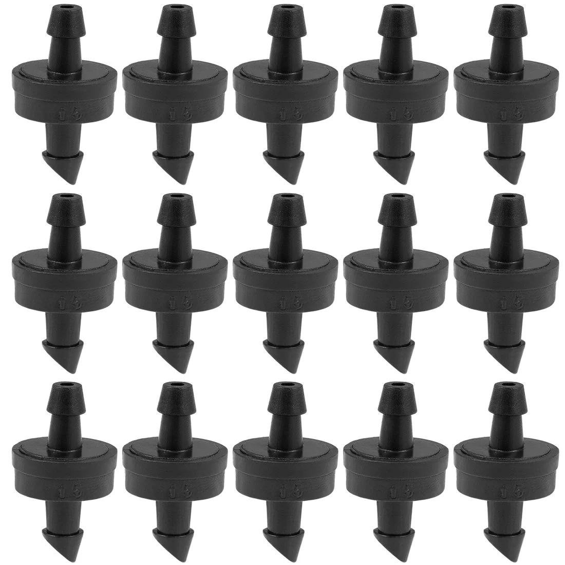 Pressure Compensating Dripper 2.6GPH 10L/H Emitter for Garden Lawn Drip Irrigation with Barbed Hose Connector Plastic Black 50pcs
