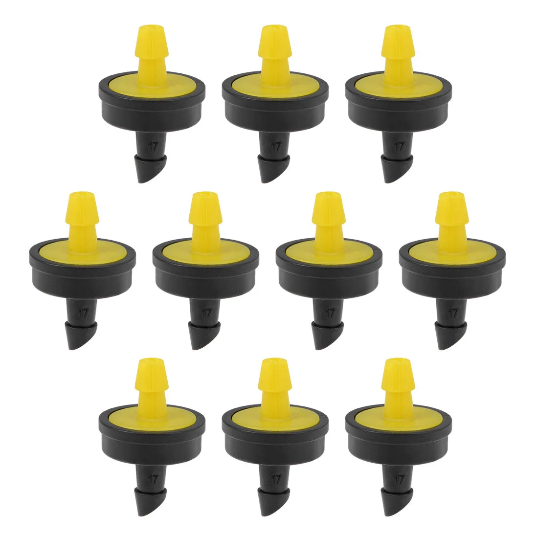Pressure Compensating Dripper 5GPH 20L/H Emitter for Garden Lawn Drip Irrigation with Barbed Hose Connector Plastic Yellow 20pcs