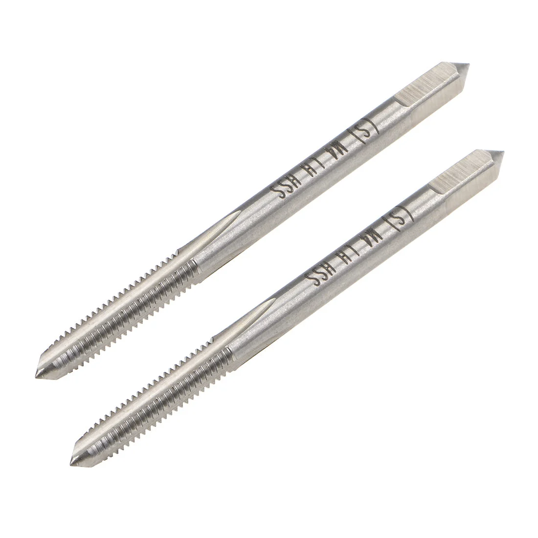 Metric Machine Tap Left M4 Thread 0.7 Pitch H2 Accuracy 3 Flutes High Speed Steel 2pcs