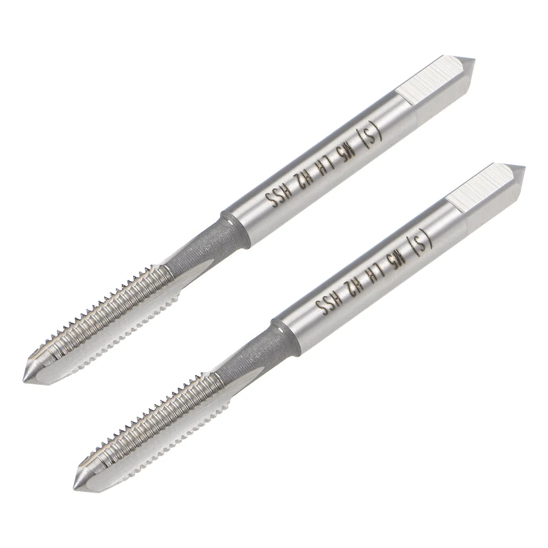 Metric Machine Tap Left M5 Thread 0.8 Pitch H2 Accuracy 3 Flutes High Speed Steel 2pcs