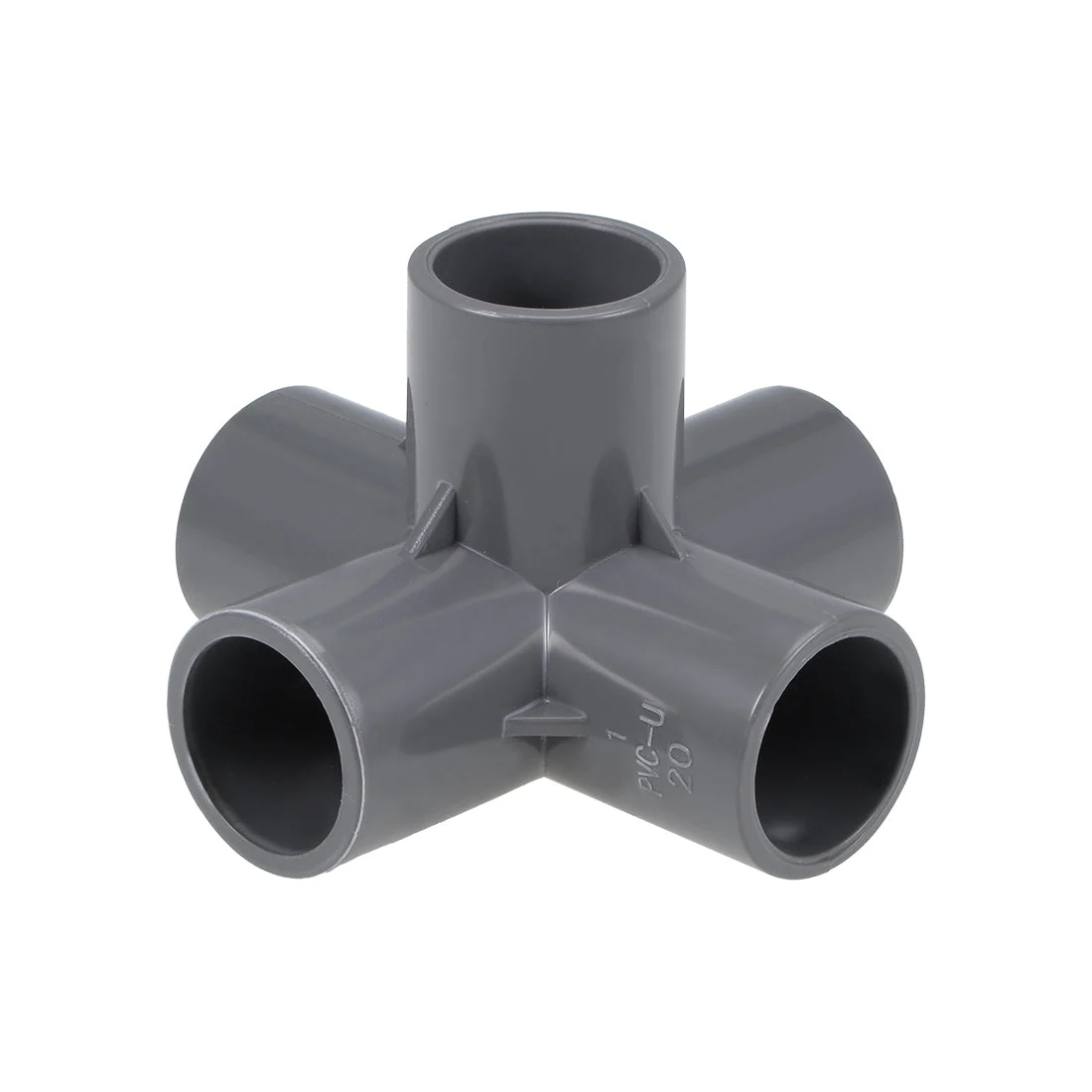 5 Way 20mm Tee Metric PVC Fitting Elbow - PVC Furniture Elbow Fittings Gray 2Pcs