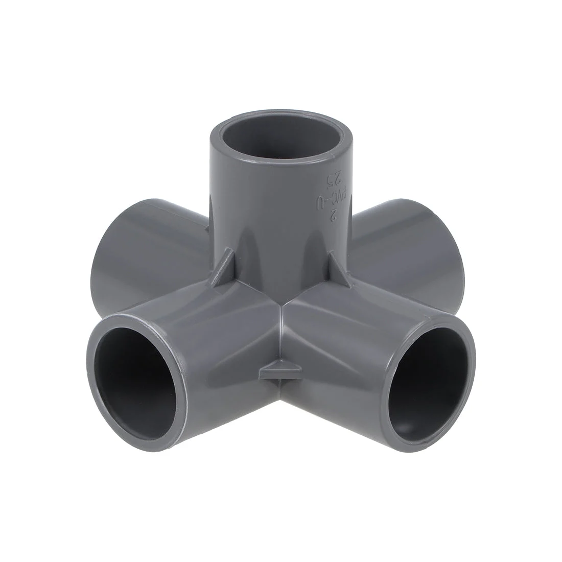 5 Way 25mm Tee Metric PVC Fitting Elbow - PVC Furniture Elbow Fittings Gray 2Pcs