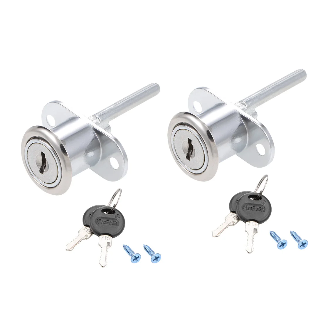 Drawer Lock 19mm Cylinder Diameter for Desk Cabinet Locker Showcase Silver 2Pcs