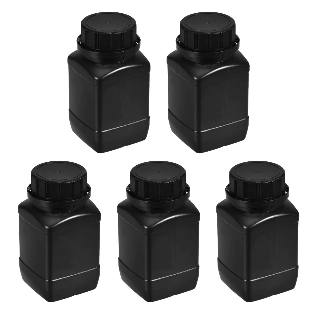 Plastic Lab Chemical Reagent Bottle, 250ml/8.45 oz Wide Mouth Sample Sealing Liquid/Solid Storage Bottles, Black 5pcs