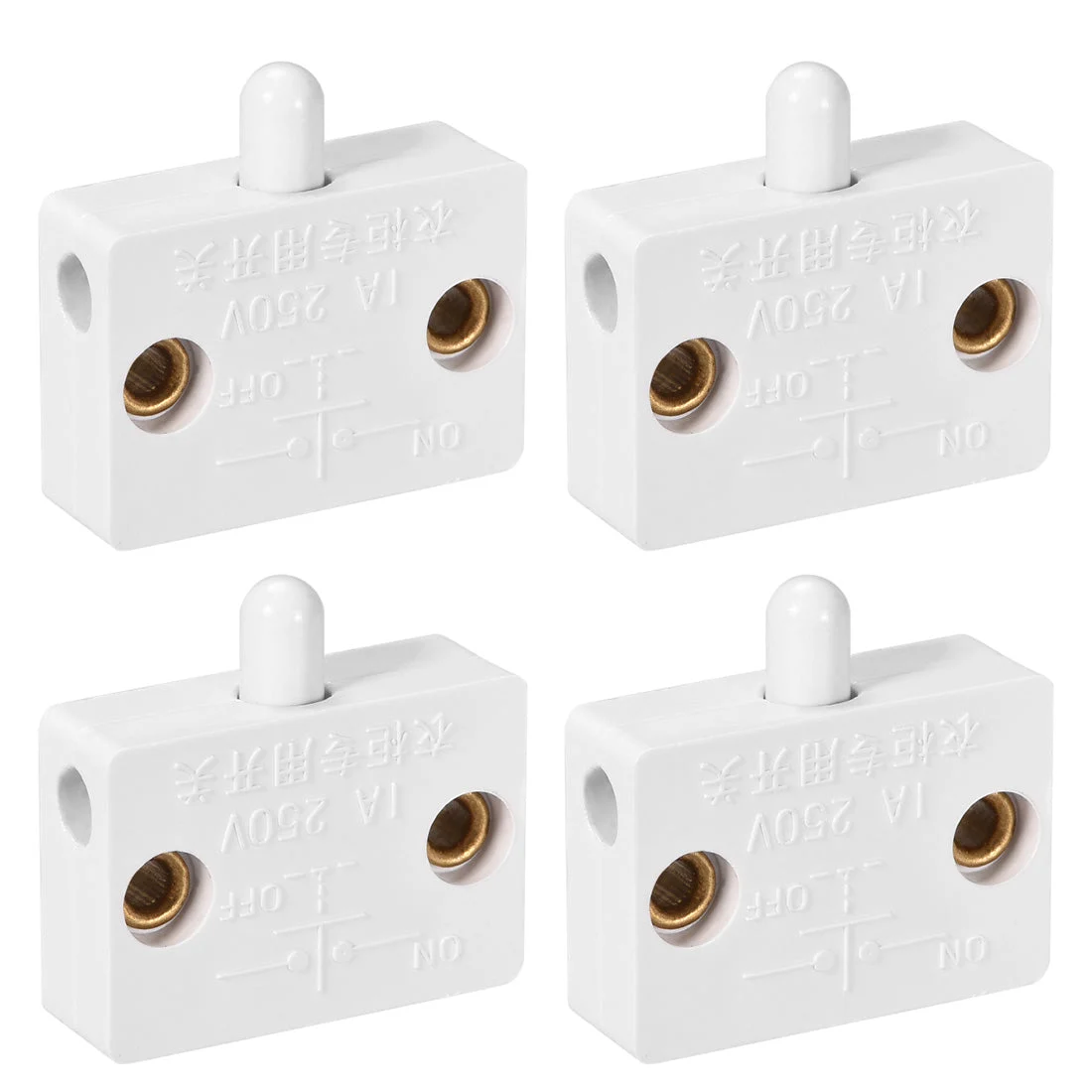 Uxcell Wardrobe Door Light Switch Momentary Cabinet Closet Switch Normally Closed 110-250V 1A White 4 Pcs