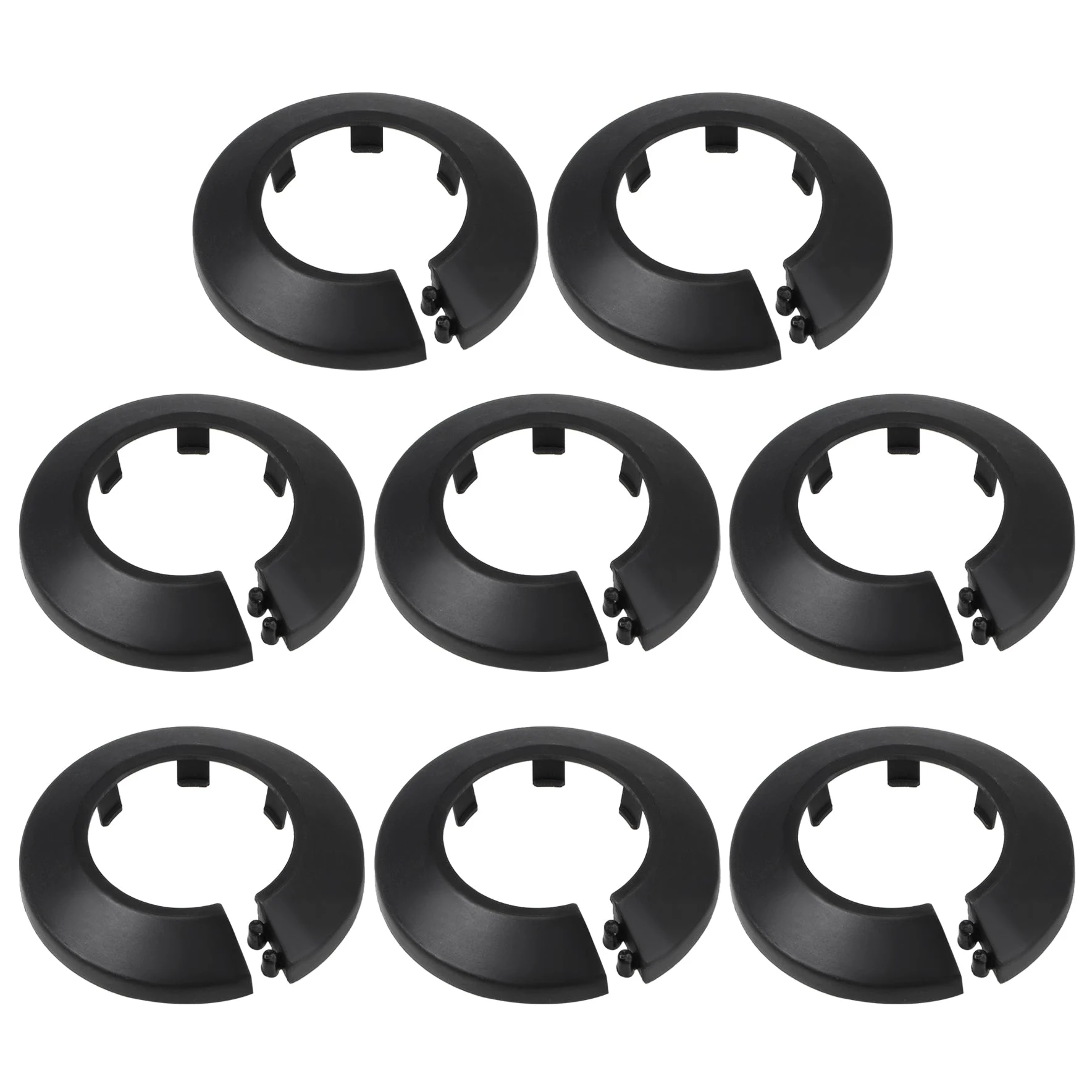 34-35mm Pipe Cover Decoration PP Plastic Water Pipe Escutcheon Black 8pcs