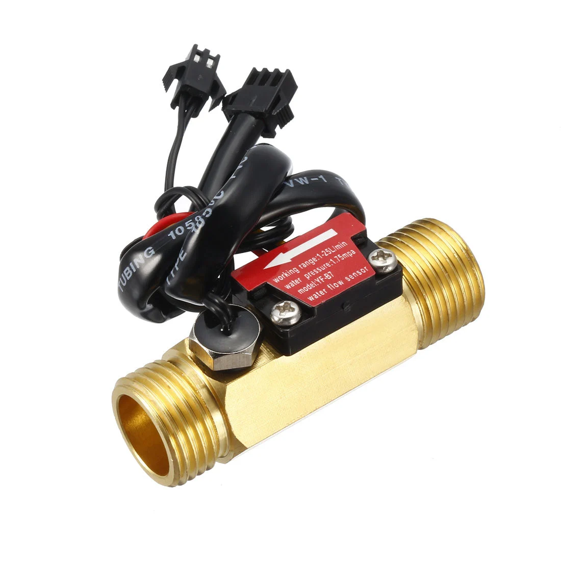 G1/2 Hall Effect Liquid Water Flow Sensor Switch Meter Counter DC 5V 1-25L/min YF-B7