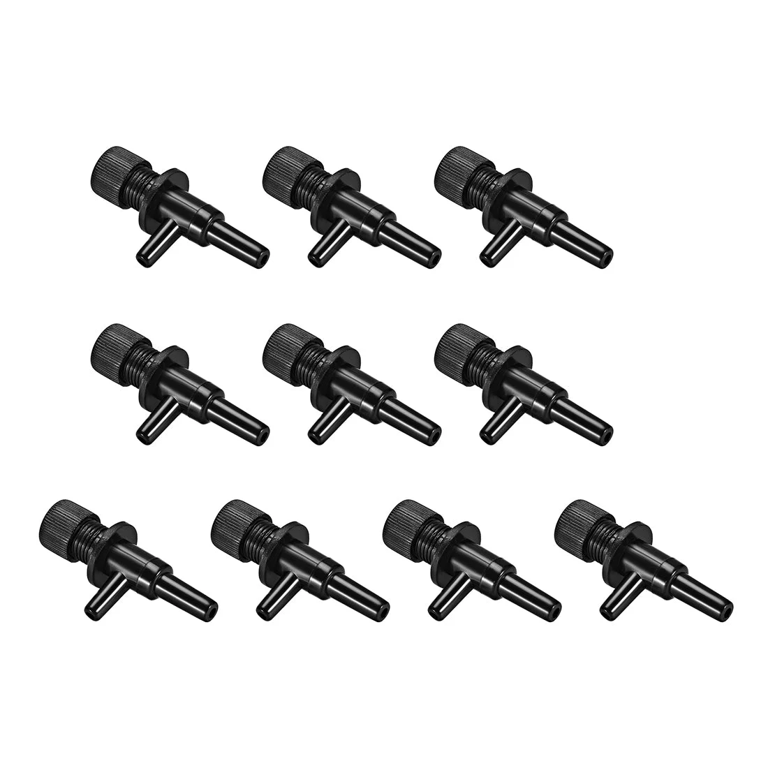 Aquarium Air Valve 2 Way Air Pump Control Valves for Fish Tank Plastic Black 10Pcs