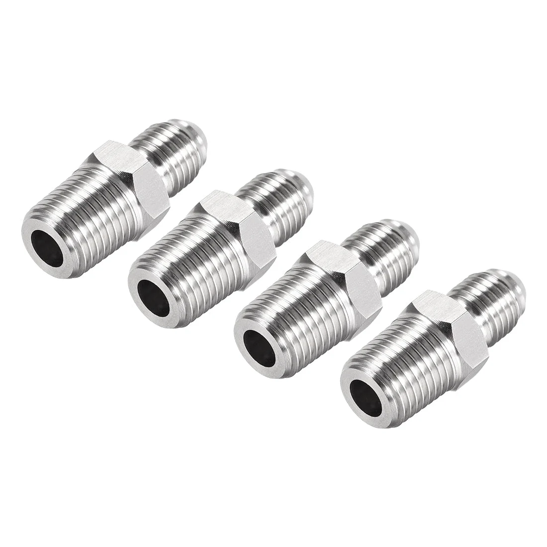 Hex Nipple 1/4 NPT x 7/16-20UNF 304 Stainless Steel Pipe Tube Fitting 4Pcs