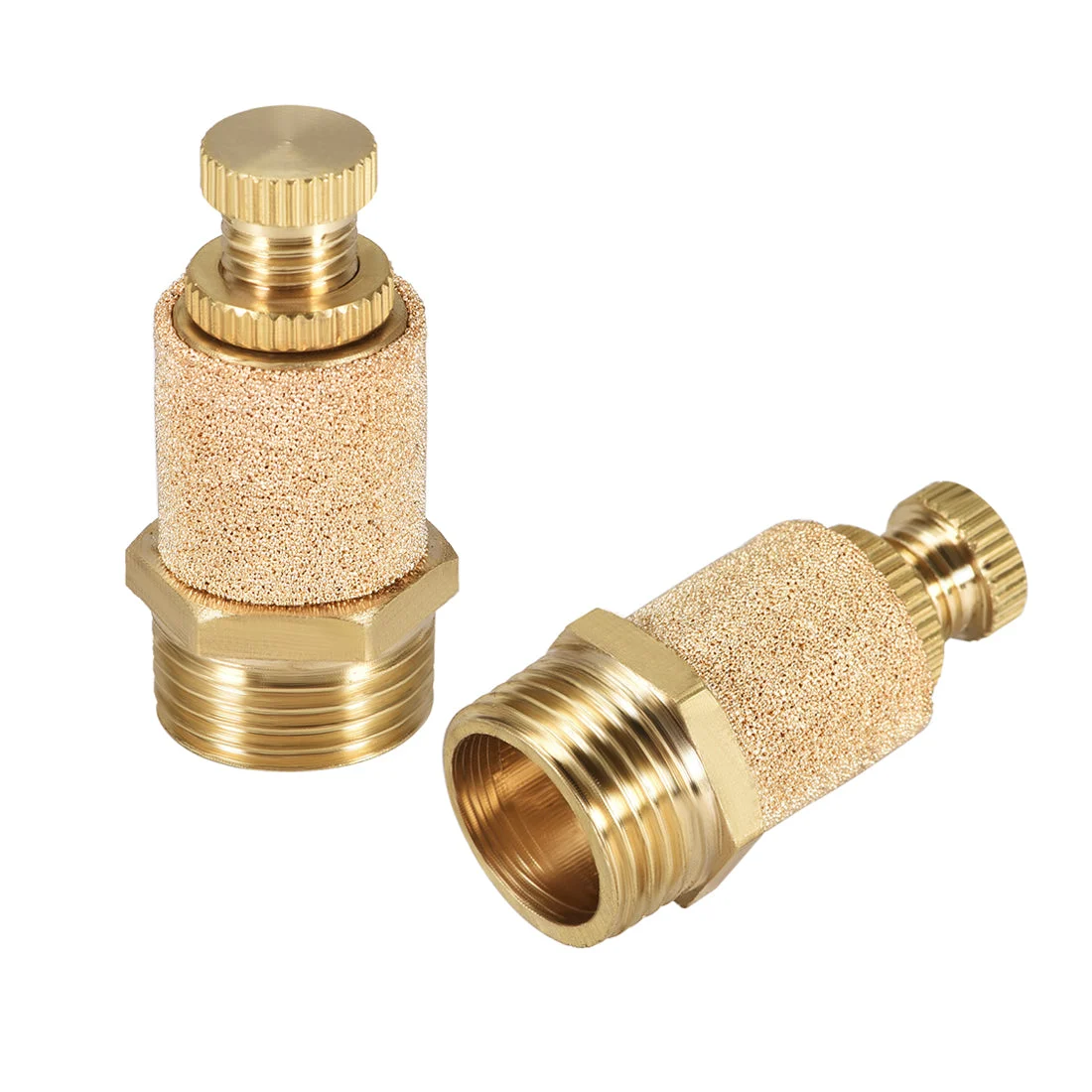 Sintered Bronze Exhaust Muffler Top Adjustable G3/8 - Brass Body Pneumatic Air Muffler Air Flow Speed Controller Brass Flow Control Muffler 2pcs