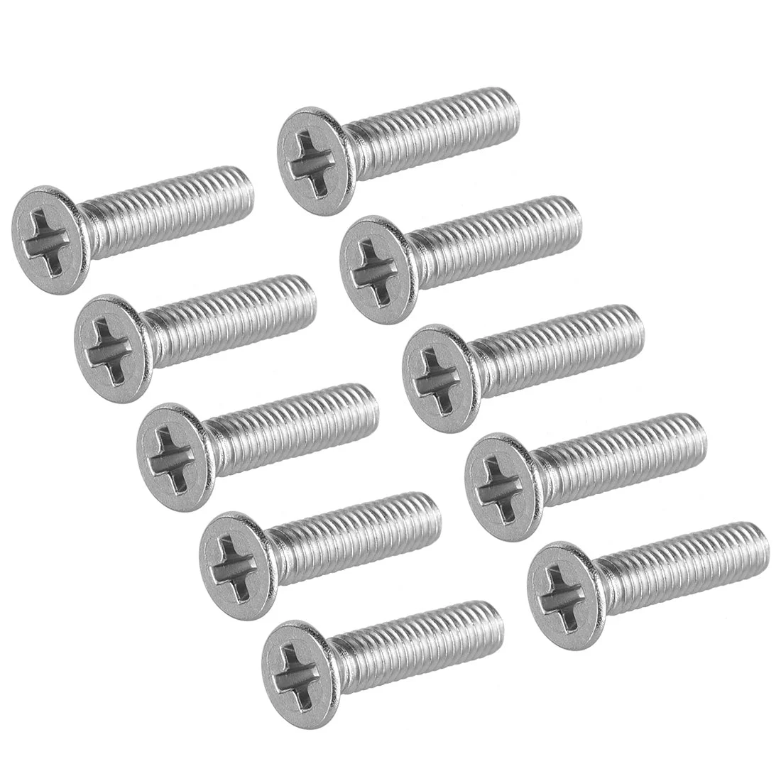 M3x12mm Flat Head Machine Screws, Phillips Screw, 304 Stainless Steel, 100Pcs