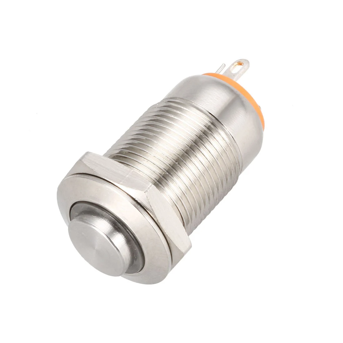 Latching Metal Push Button Switch High Head 12mm Mounting Dia 1NO 3-6V Yellow LED Light