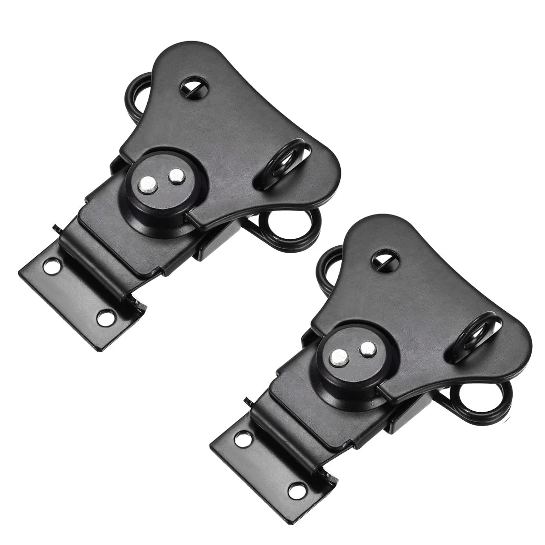 2Pcs 2.56" Iron Spring Loaded Butterfly Twist Latch Keeper Keyhole Black