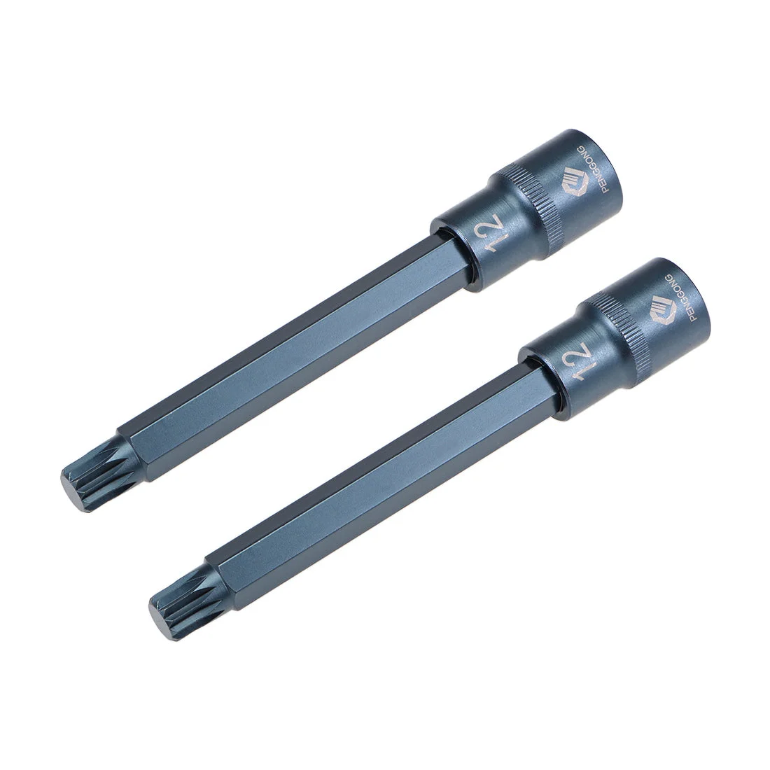 2Pcs 1/2-Inch Drive x M12 Triple Square Spline Bit Socket Metric 5.5" Length