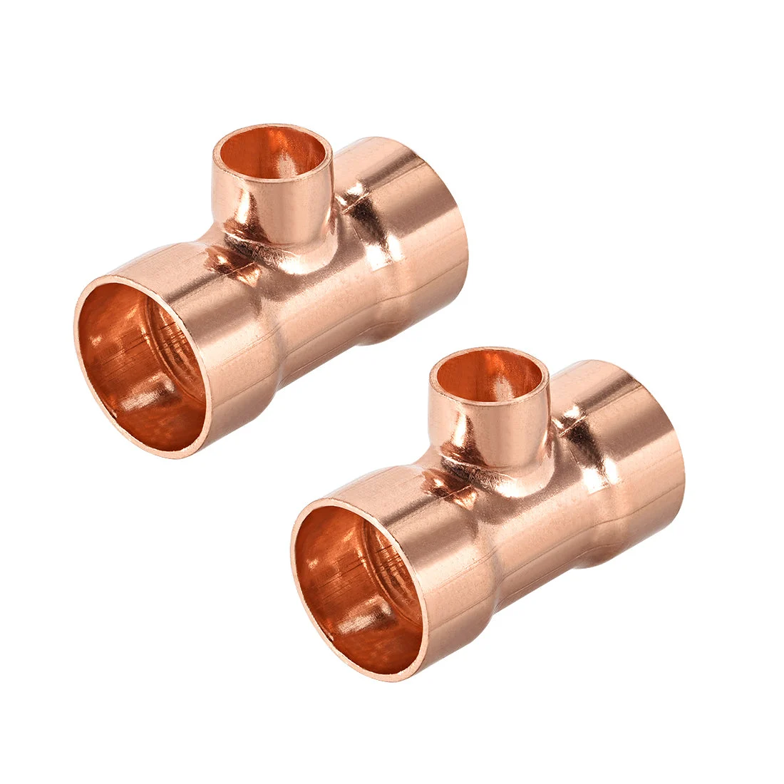 1/2" x 7/8" Copper Tee Copper Pressure Pipe Fitting for Plumbing Supply 2pcs