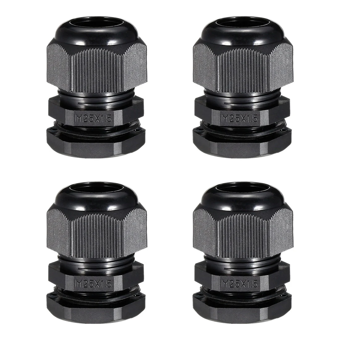 4Pack M25 Cable Gland Waterproof Plastic Locknut Black for 11mm-16mm Dia Cable