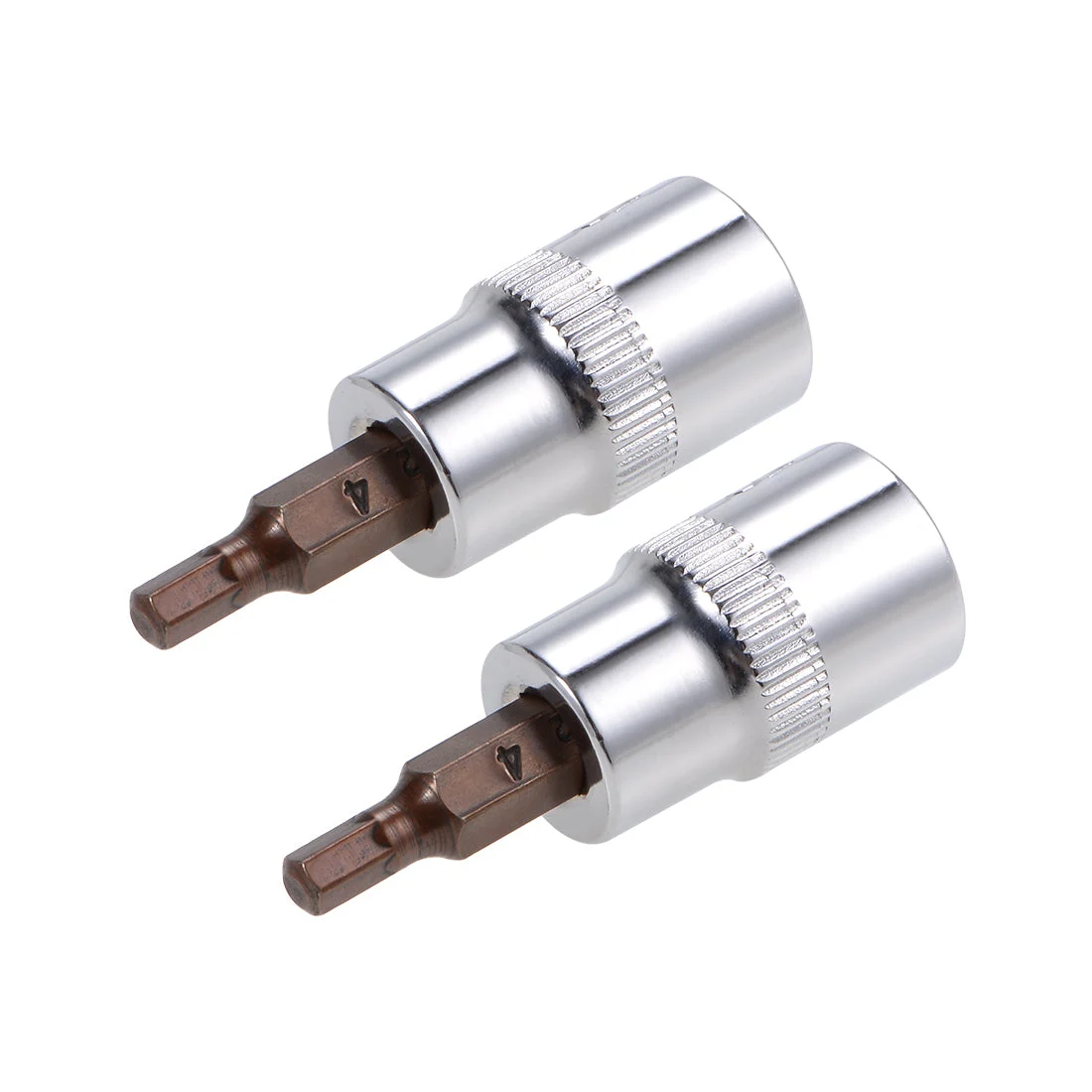 2 Pcs 3/8" Drive x 4mm Hex Bit Socket, Standard Metric, S2 & Cr-V Steel