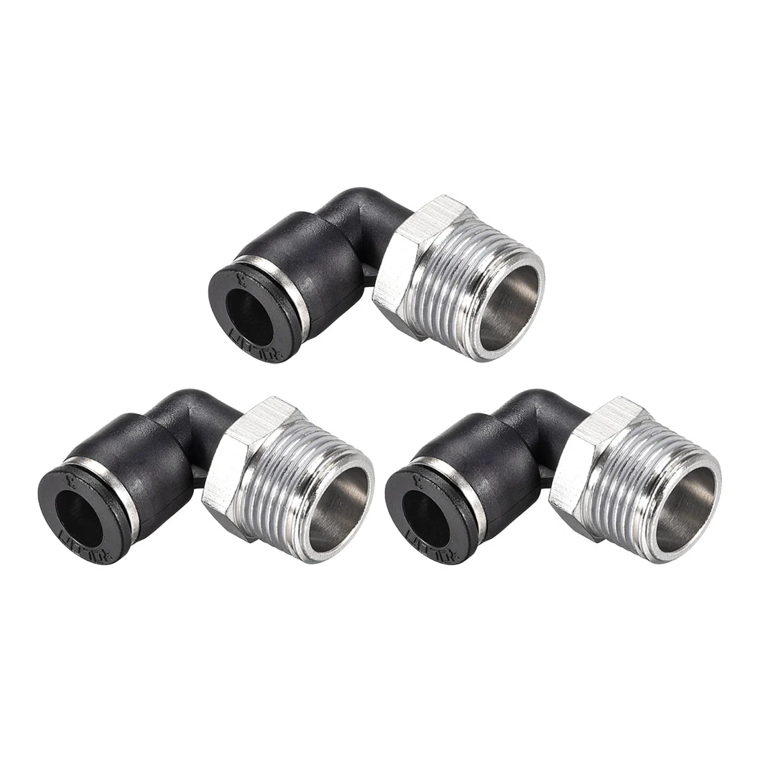 Push to Connect Tube Fitting Male Elbow 8mm Tube OD x 3/8 NPT Thread Pneumatic Air Push Fit Lock Fitting 3pcs