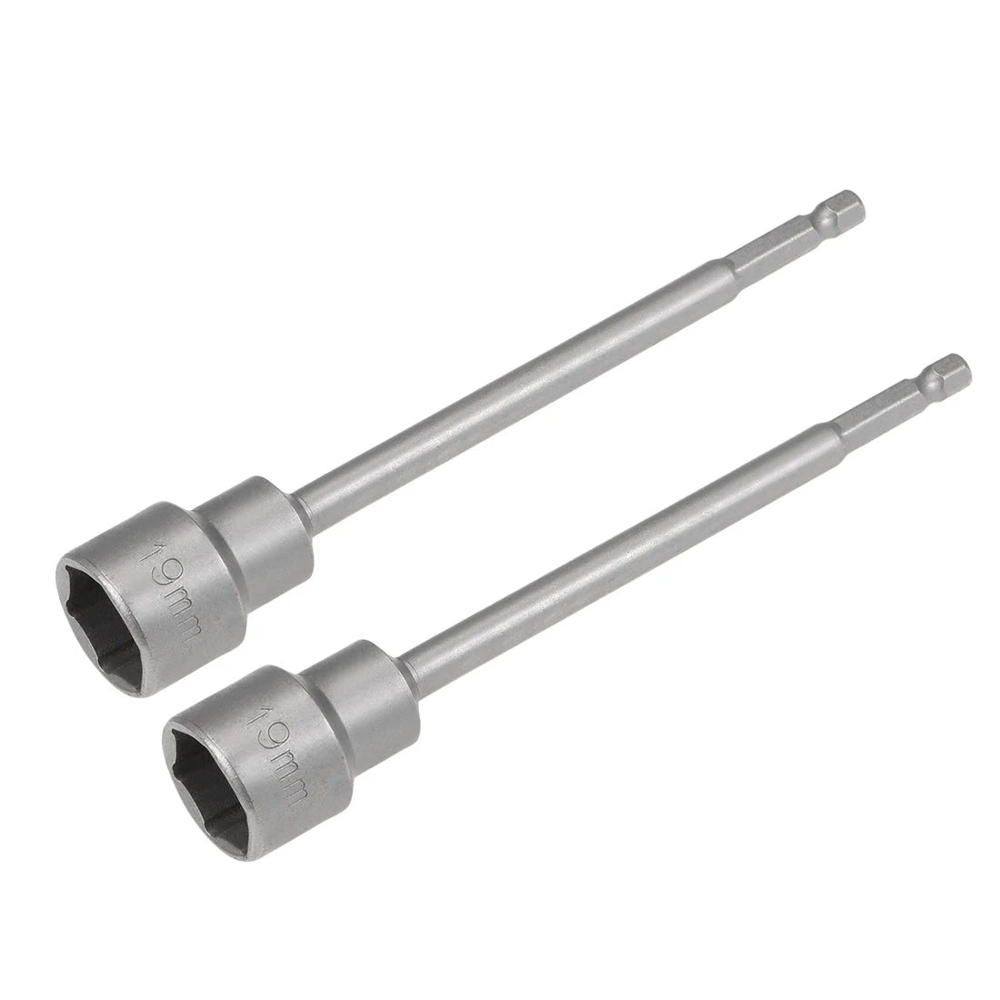 2 Pcs 1/4" Quick-Change Hex Shank 19mm Magnetic Nut Driver, 150mm Long, Metric