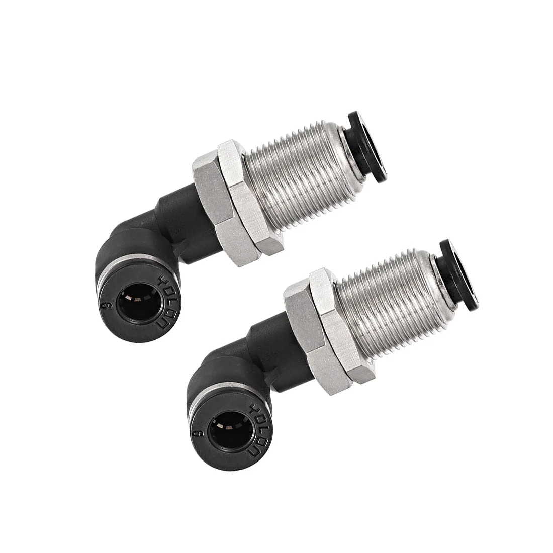 2 End 6mm Tube Push Lock Elbows, M14 L Shape Bulkhead Union Air Fittings 2pcs