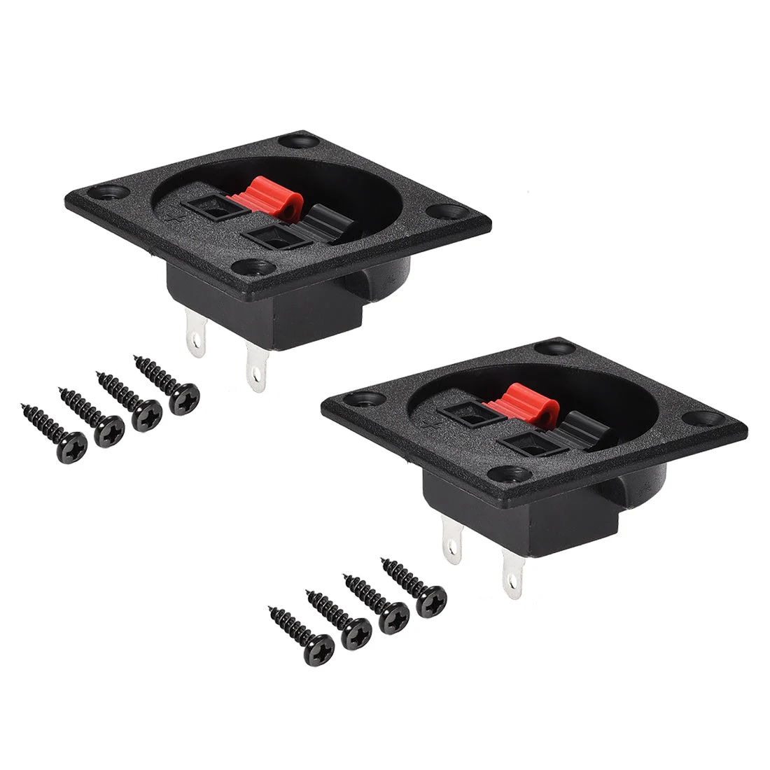 2 Ways Spring Speaker Terminal Clip Push Release Connector Audio Cable Terminals Strip Block Black Red WP2-7 2Pcs