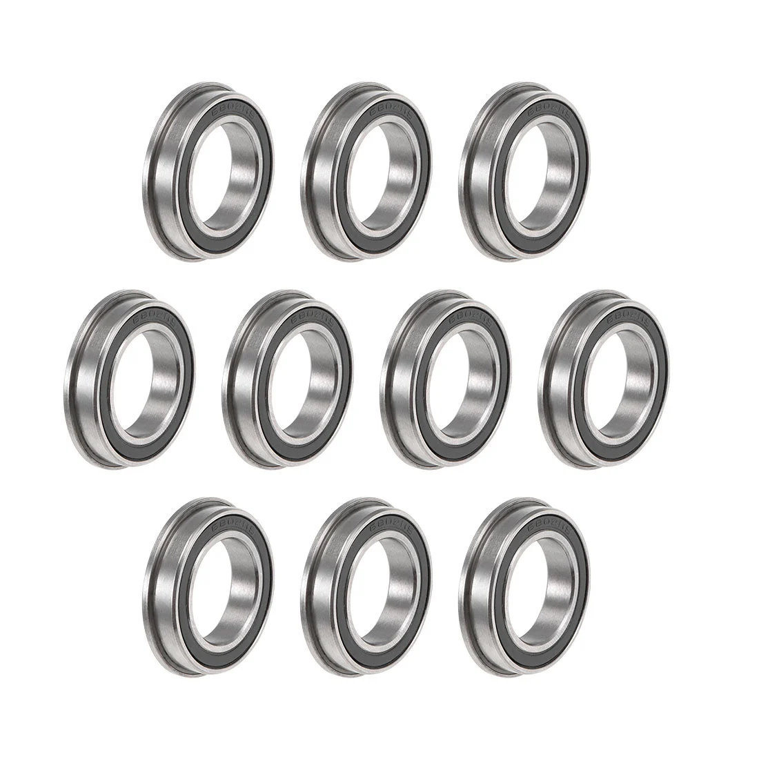 F6802-2RS Flange Ball Bearing 15x24x5mm Sealed Chrome Bearings 10pcs