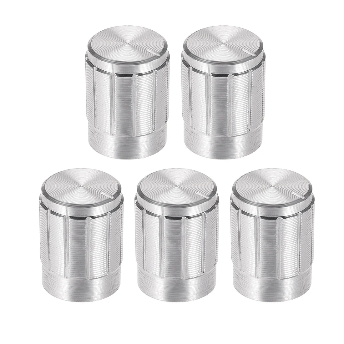 5pcs Potentiometer Knob Cover Cap Silver Tone Aluminum 6mm Shaft Dia. Rotary Knob 13mm Dia. x 17mm Height Volume Control Knob