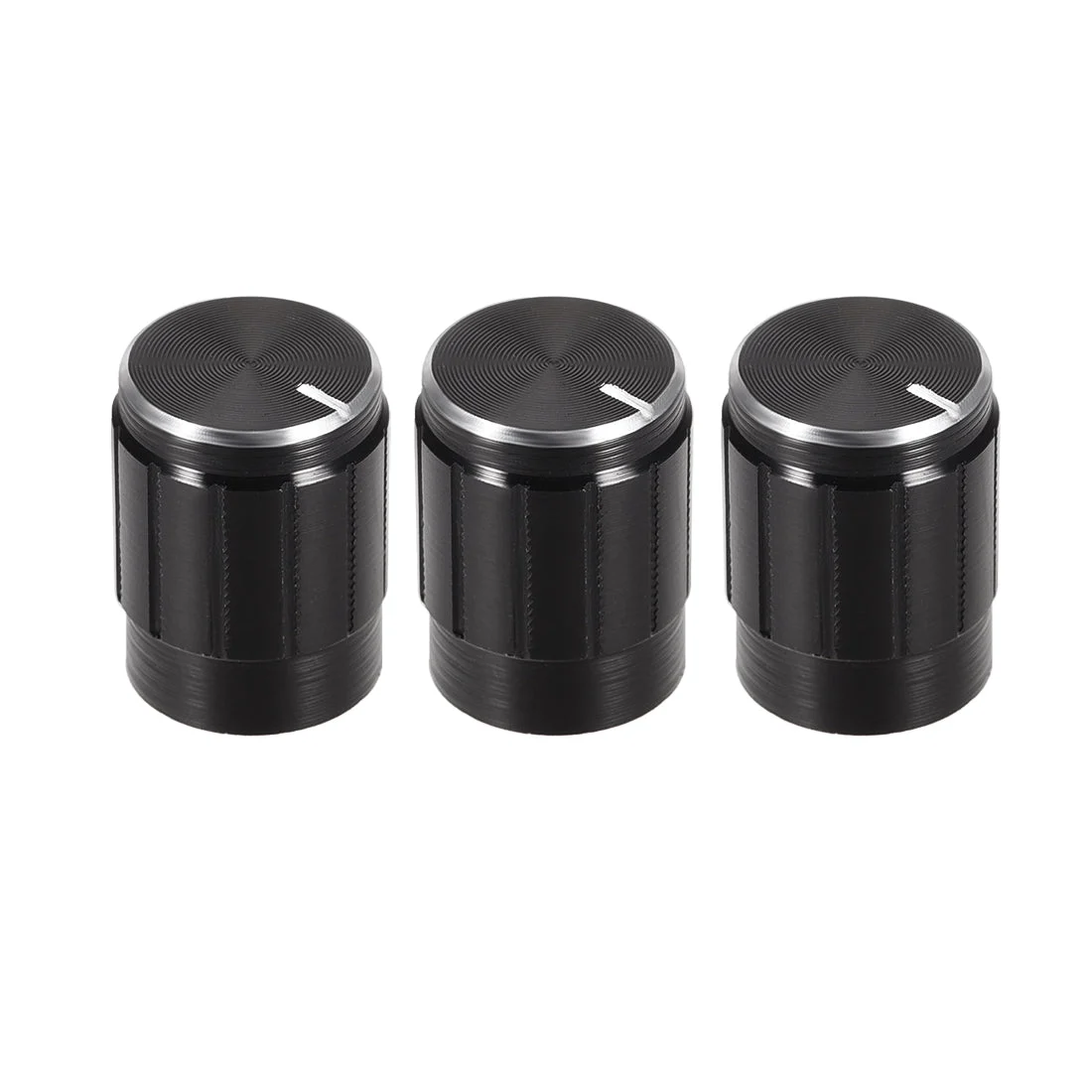 3pcs Potentiometer Knob Cover Cap Black Aluminum 6mm Shaft Dia. Rotary Knob 13mm Dia. x 17mm Height Volume Control Knob