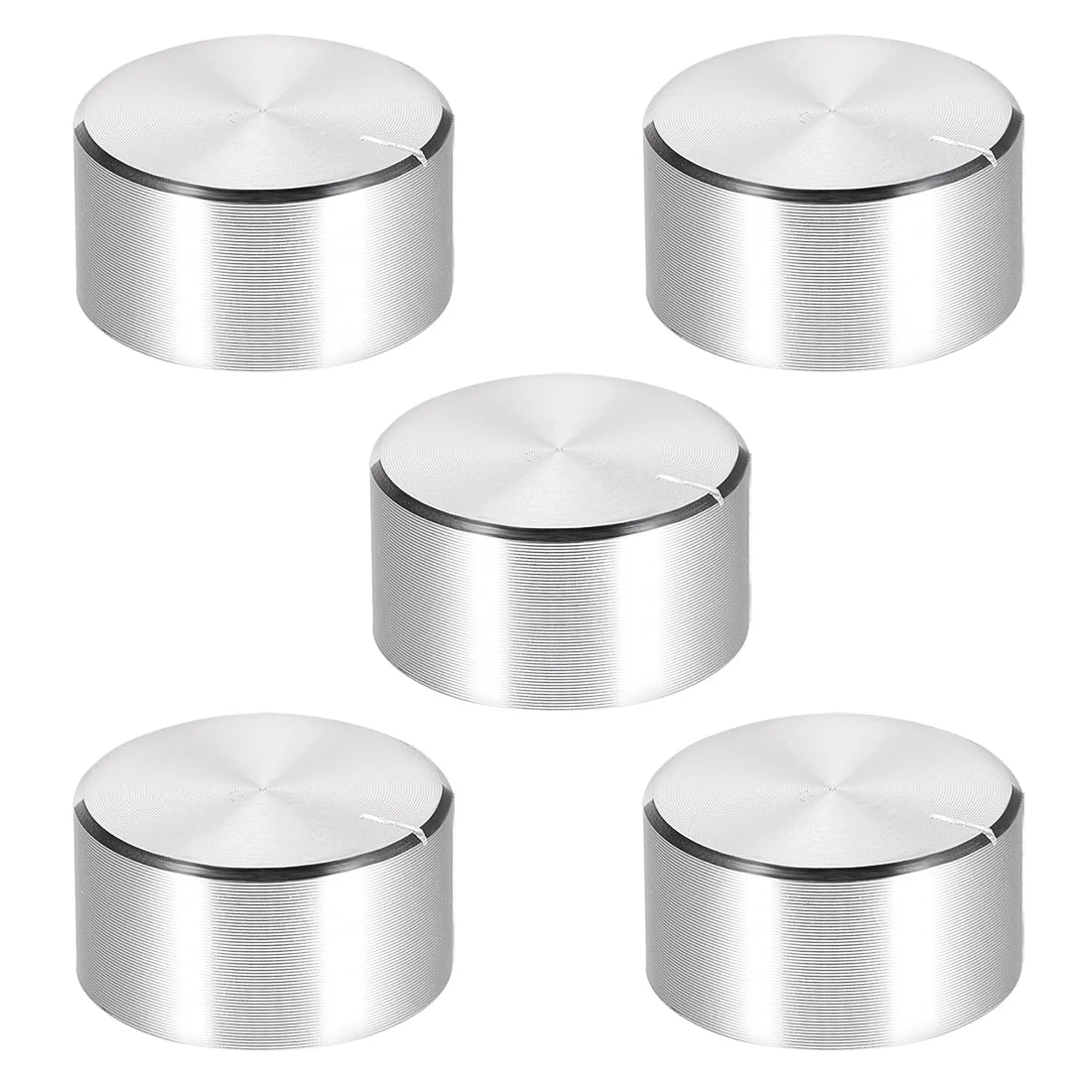 5pcs Potentiometer Knob Knurled Shaft Silver Tone Aluminum Smooth Surface Rotary Knob 25mmx13mm Volume Control Knob