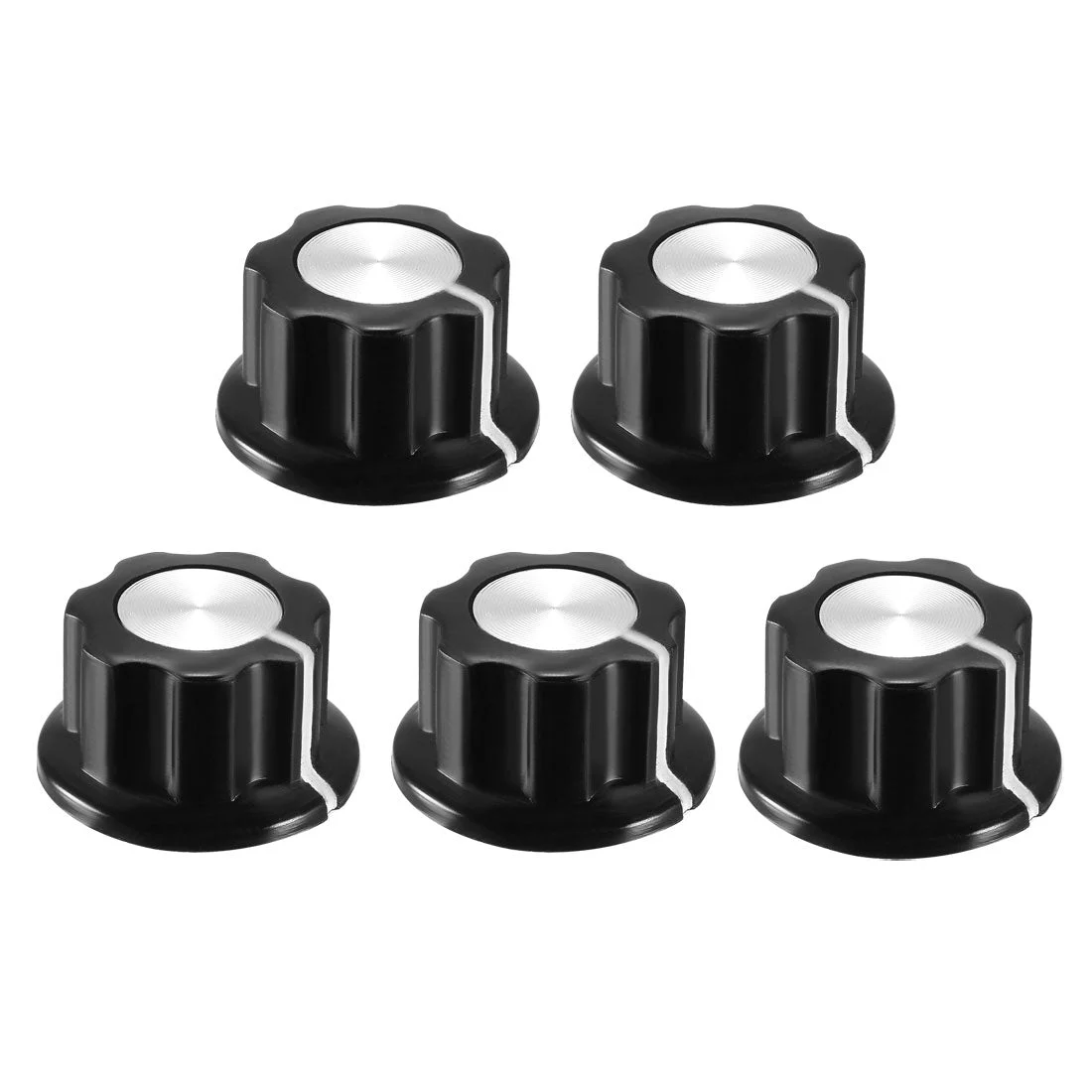 5Pcs Speaker Control Knob Power Amplifier Knob Black 19mm Dia Rotary Knobs for 6.4mm Dia. Shaft Potentiometer with Set Screw