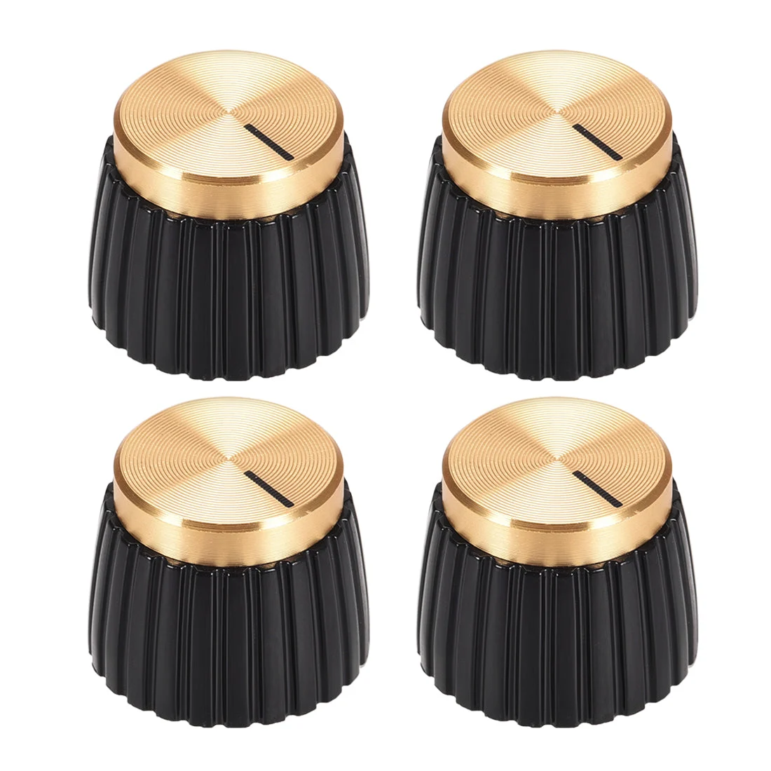 4pcs Potentiometer Knob  Style Amplifier Replacement Knob Black with Gold Cap Volume Control Knob