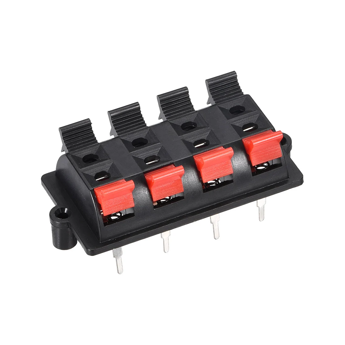 2 Row 8 Way  Spring Speaker Terminal Clip Push Release Connector Audio Cable Terminals Strip Block Black Red WP8-03 1Pcs