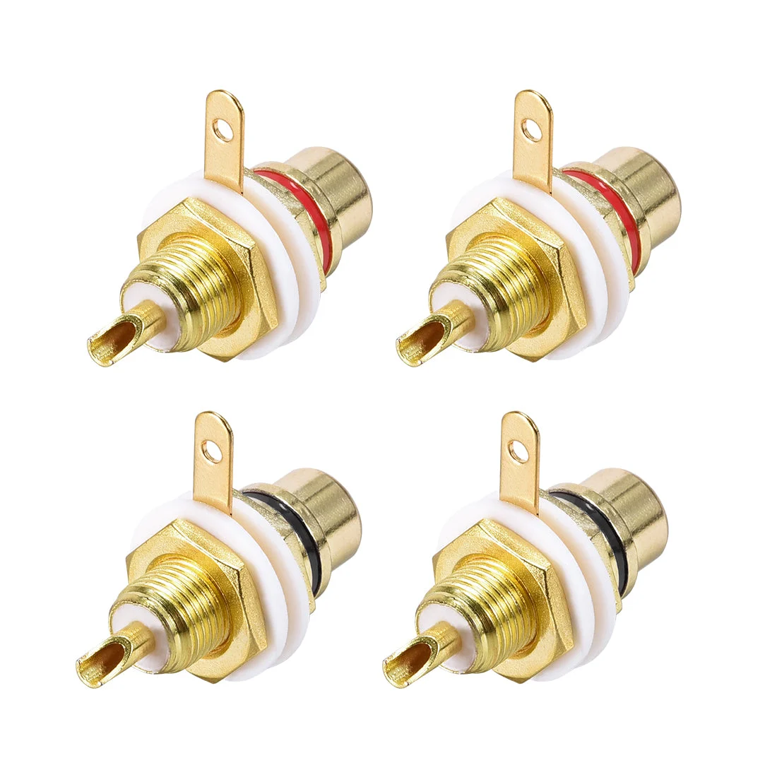 Uxcell RCA Female Panel Mount Chassis Socket Jack Connector for Amplifier Audio Terminal RCA Plug 4pcs