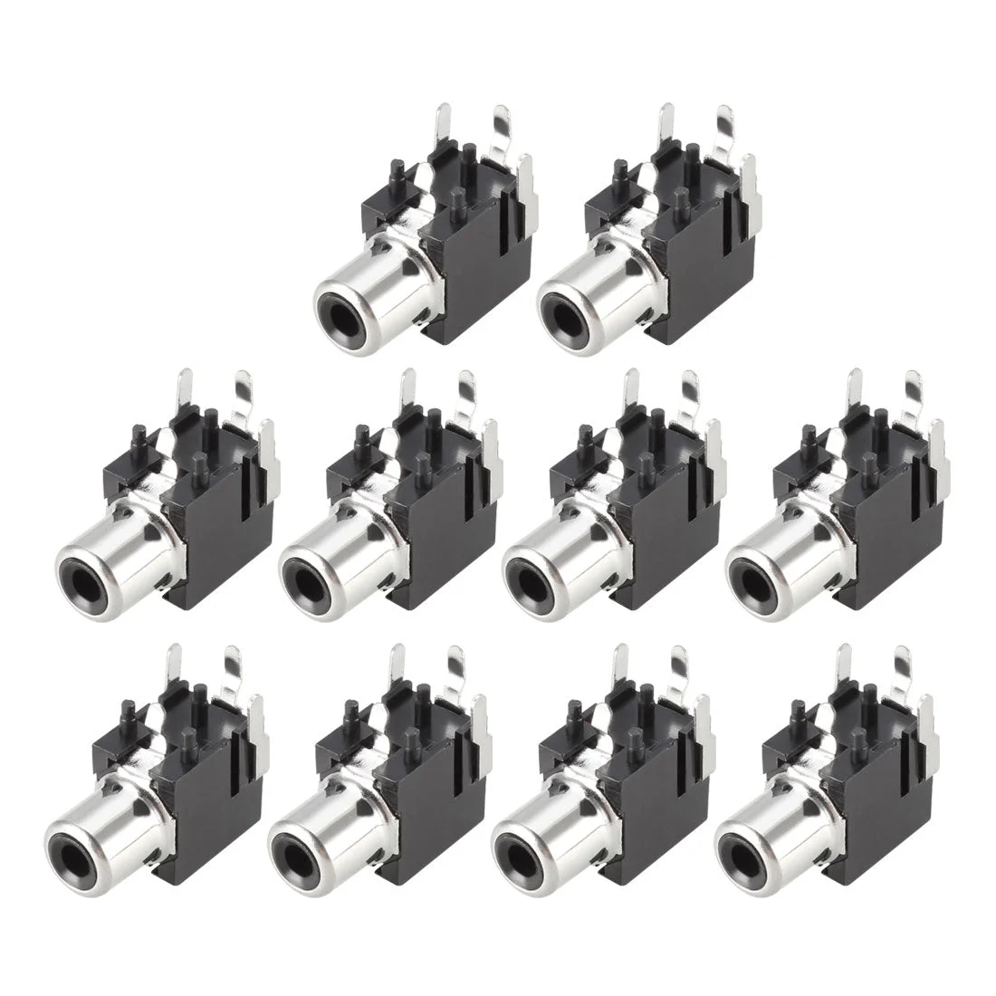 Uxcell PCB Panel Mount Single RCA Socket Female Jack Audio Video AV Connector Black 2pins 10Pcs
