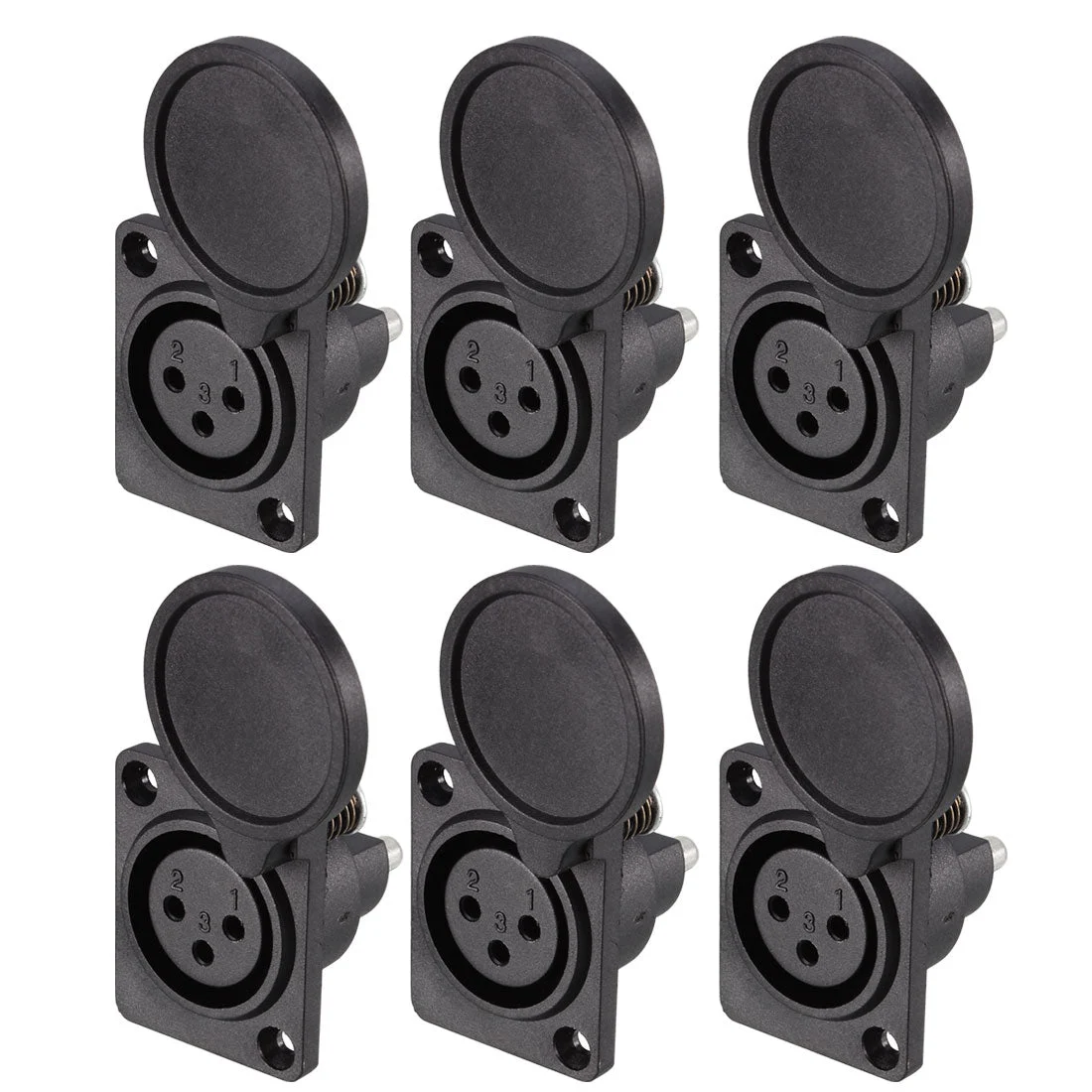 Uxcell 3-Pin XLR Female Jack Panel Mount for Microphone Connector Adapter Converter Audio Speaker with Waterproof Cover 6Pcs