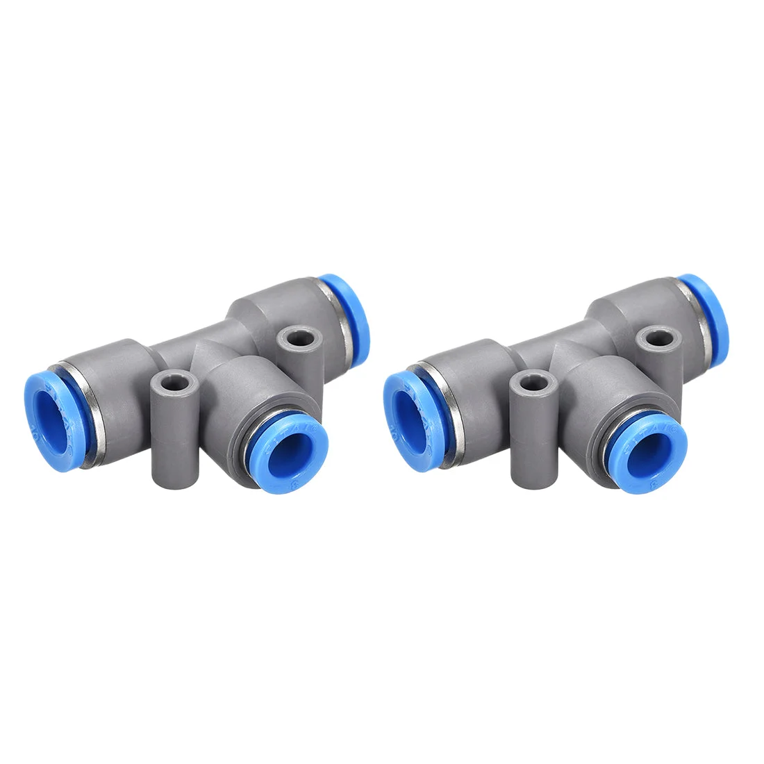 Push To Connect Fittings T Type Tee Tube Connect 10-8mm OD Grey Push Lock 2Pcs