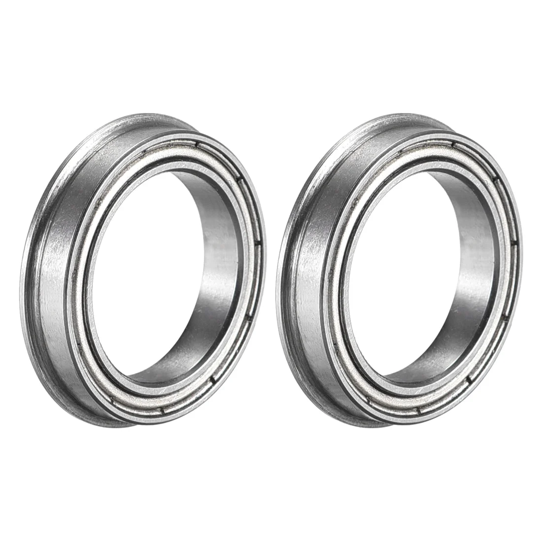 F6702ZZ Flange Ball Bearing 15x21x4mm Double Shielded Chrome Steel Bearings 2pcs