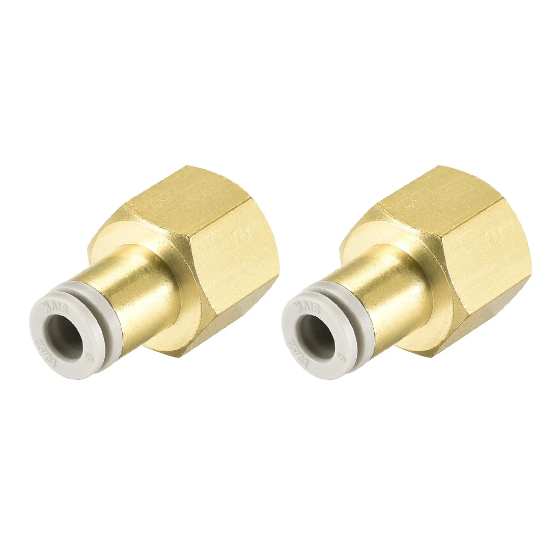 Push to Connect Tube Fittings 6mm Tube OD x 3/8 PT Female Golden Tone 2Pcs