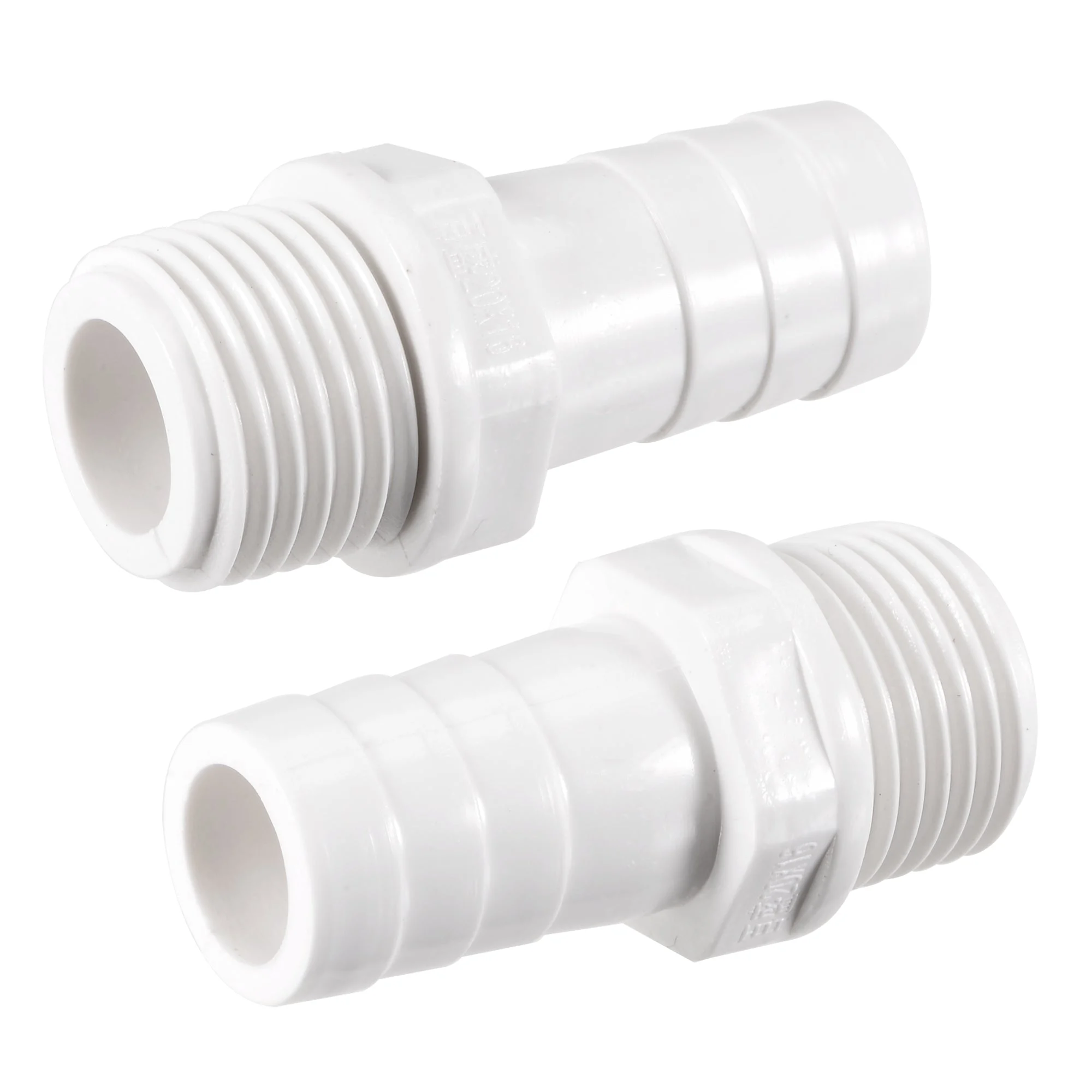 PVC Tube Fitting Adapter 16mm Barbed x G1/2 Male White for Aquariums, Water Tanks, Tubs, Pools 2Pcs